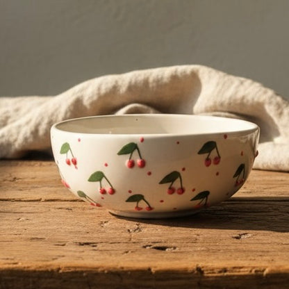 Embossed Cherry Ceramic Bowl