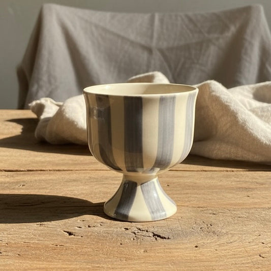 Grey Striped Dessert Bowl
