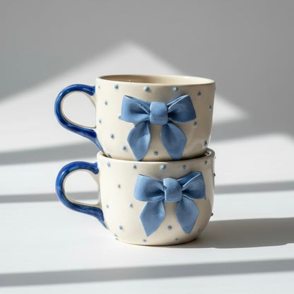 Blue Bow Pinteresty Ceramic Mug