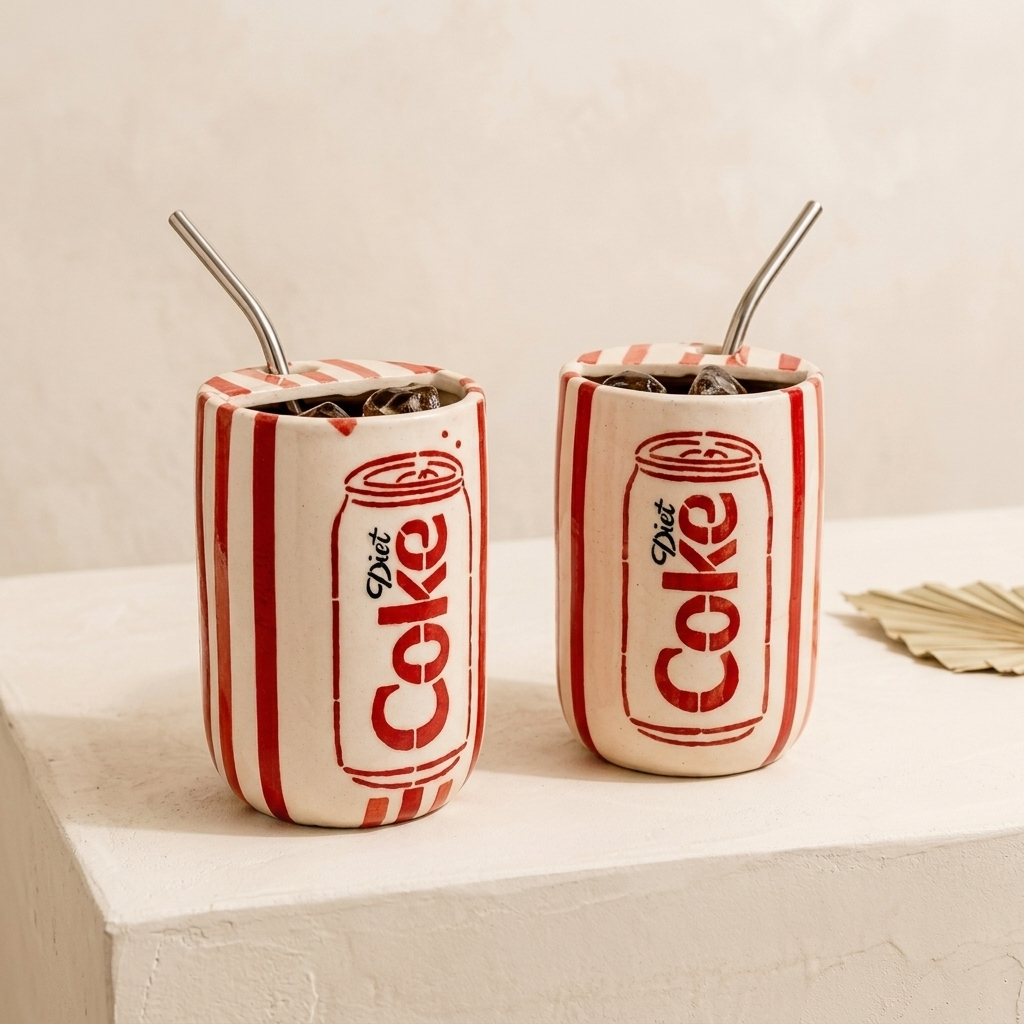Viral Diet Coke Ceramic Tumbler with Straw