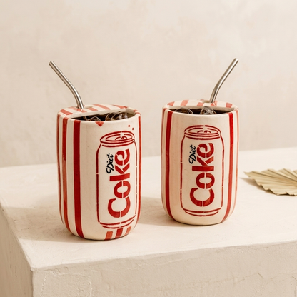 Viral Diet Coke Ceramic Tumbler with Straw