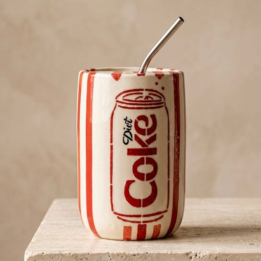 Viral Diet Coke Ceramic Tumbler with Straw (dispatch after 6th Aug)