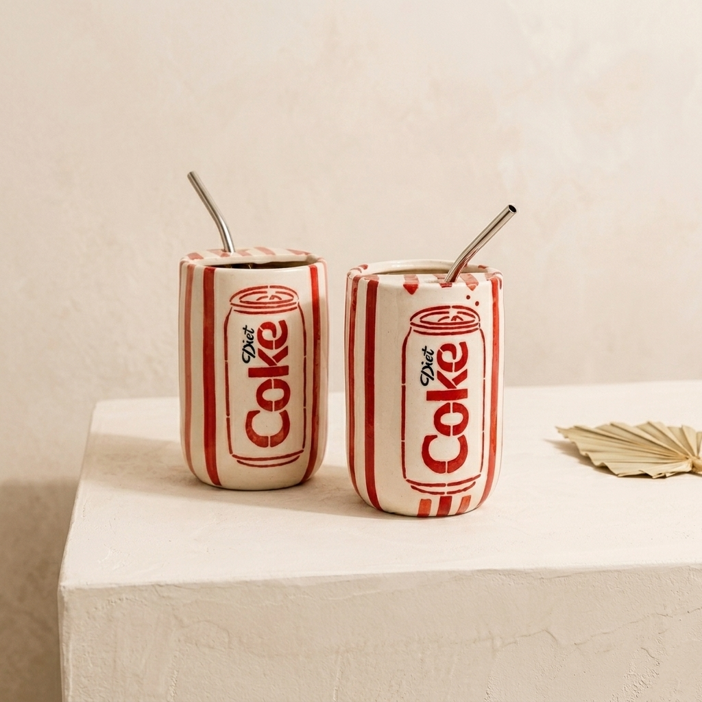 Viral Diet Coke Ceramic Tumbler with Straw