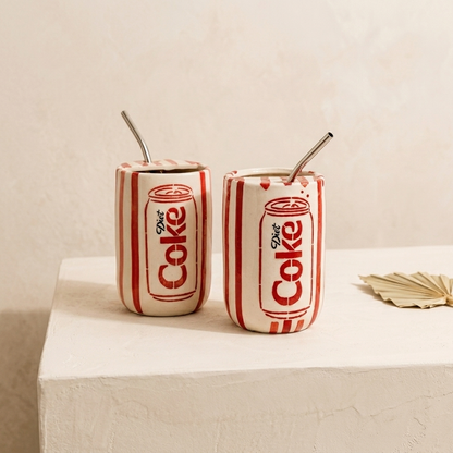 Viral Diet Coke Ceramic Tumbler with Straw