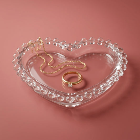 Crystal Heart Glass Coaster/Trinket Tray