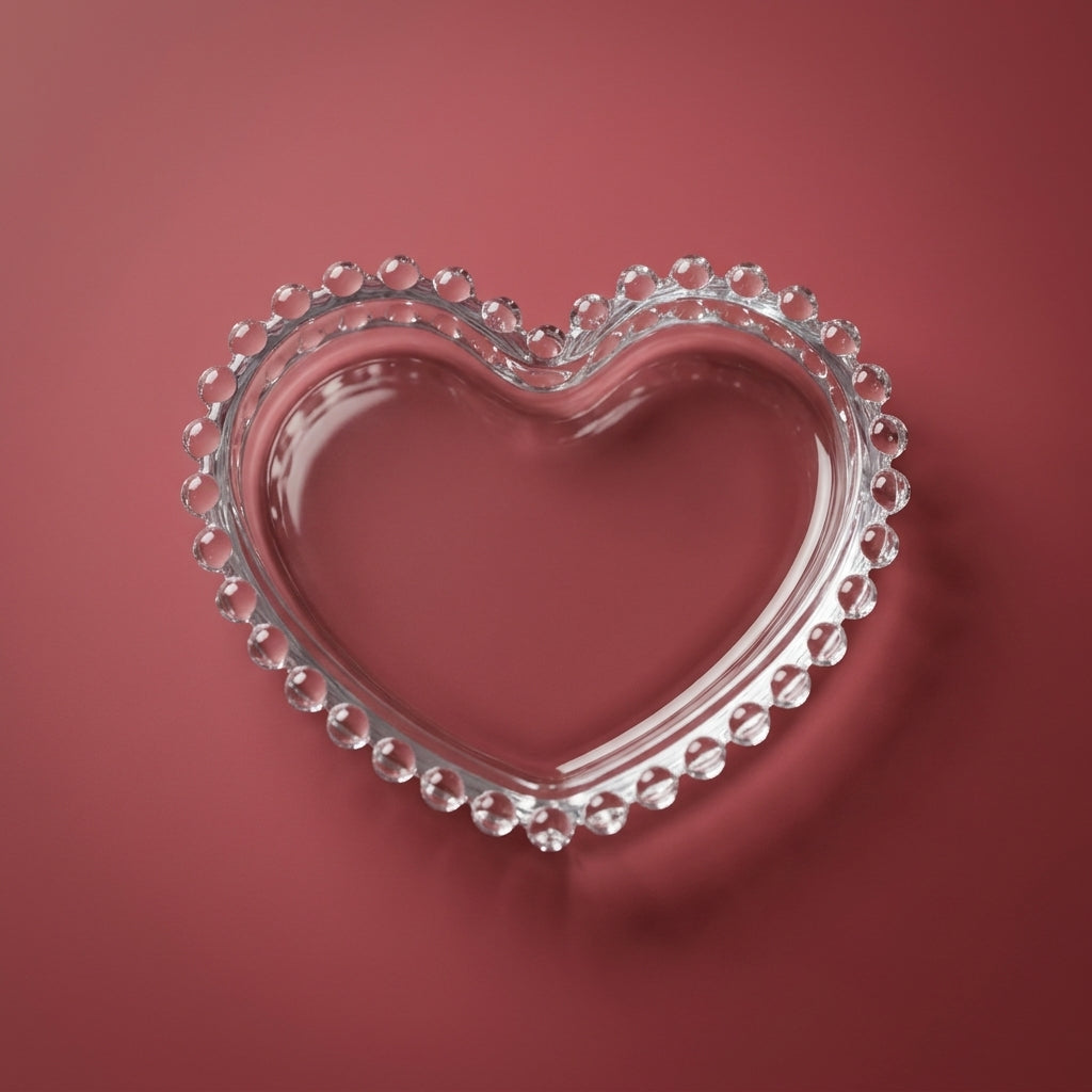 Crystal Heart Glass Coaster/Trinket Tray
