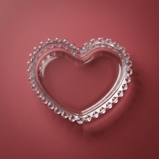 Crystal Heart Glass Coaster/Trinket Tray