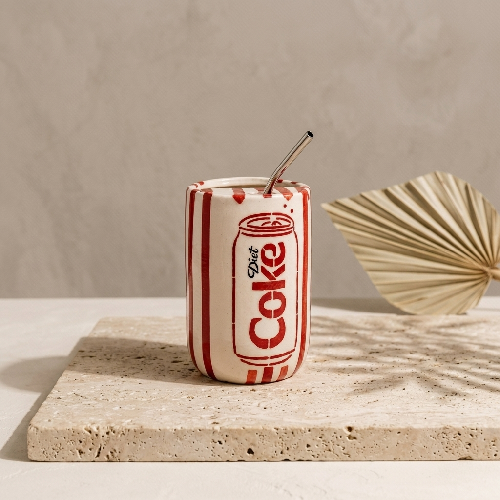 Viral Diet Coke Ceramic Tumbler with Straw