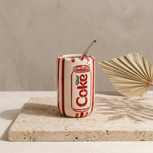 Viral Diet Coke Ceramic Tumbler with Straw (dispatch after 6th Aug)