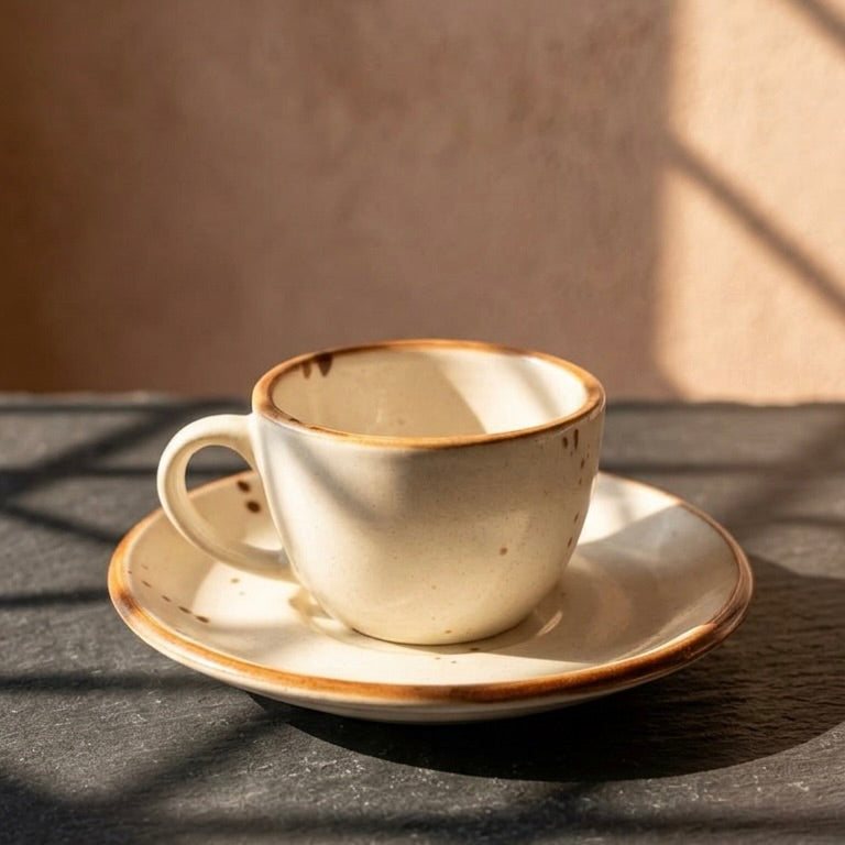 Rustic Cream Cup & Saucer Set