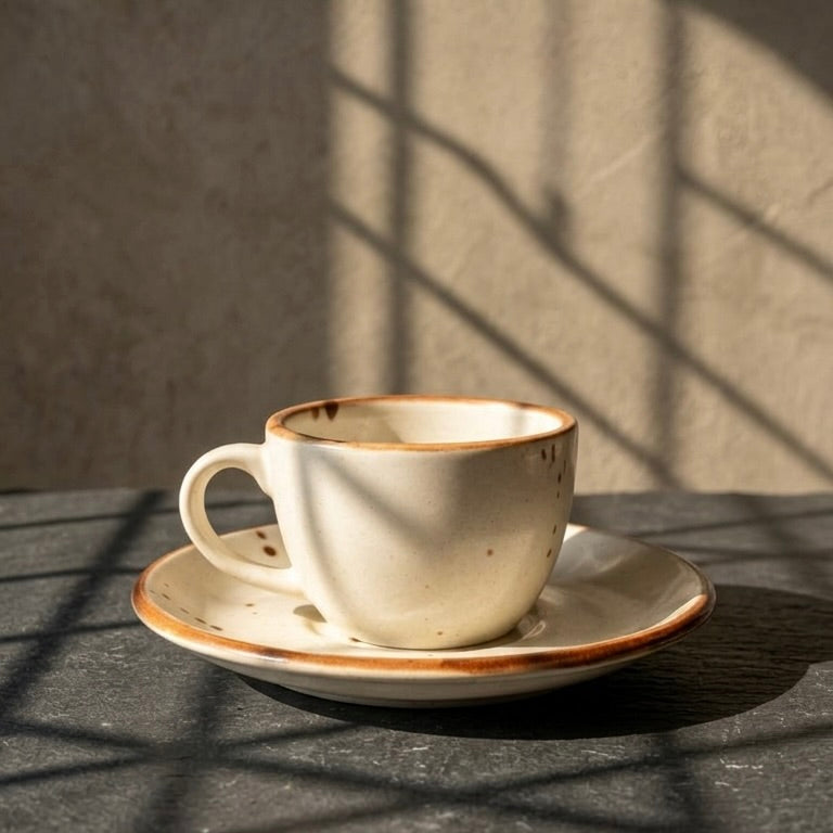 Rustic Cream Cup & Saucer Set
