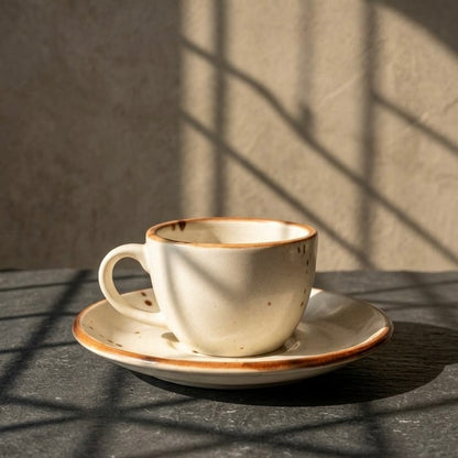 Rustic Cream Cup & Saucer Set