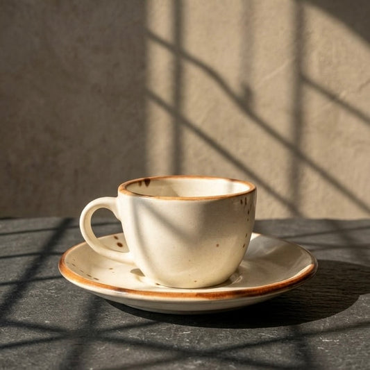 Rustic Cream Cup & Saucer Set