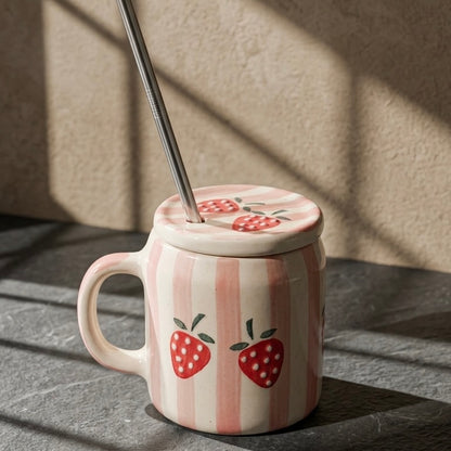 Strawberry Sip Mug Tumbler With Lid