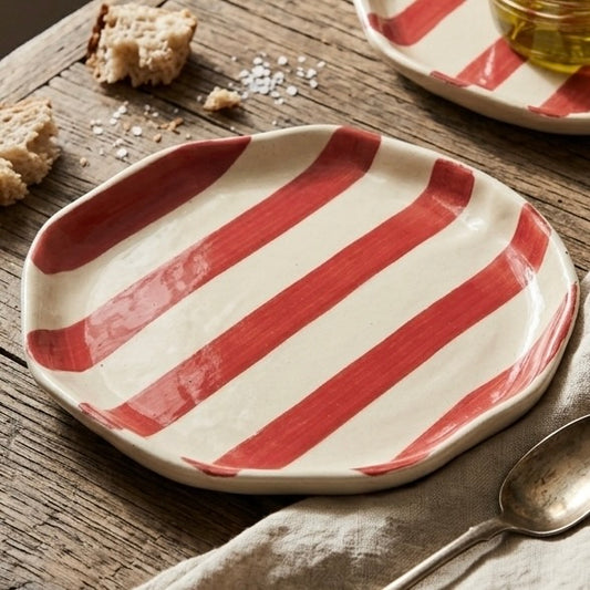 Red Stripe Ceramic Plate