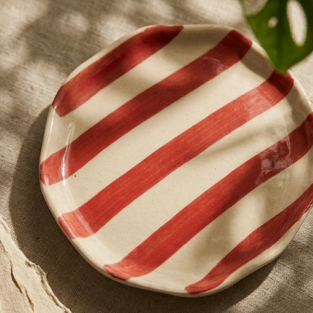 Red Stripe Ceramic Plate