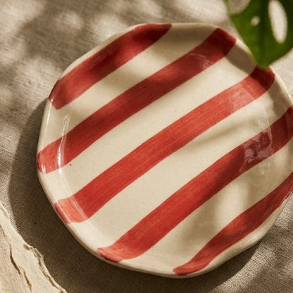 Red Stripe Ceramic Plate