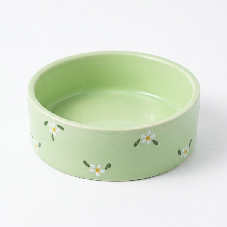 Green Daisy Ceramic Bowl