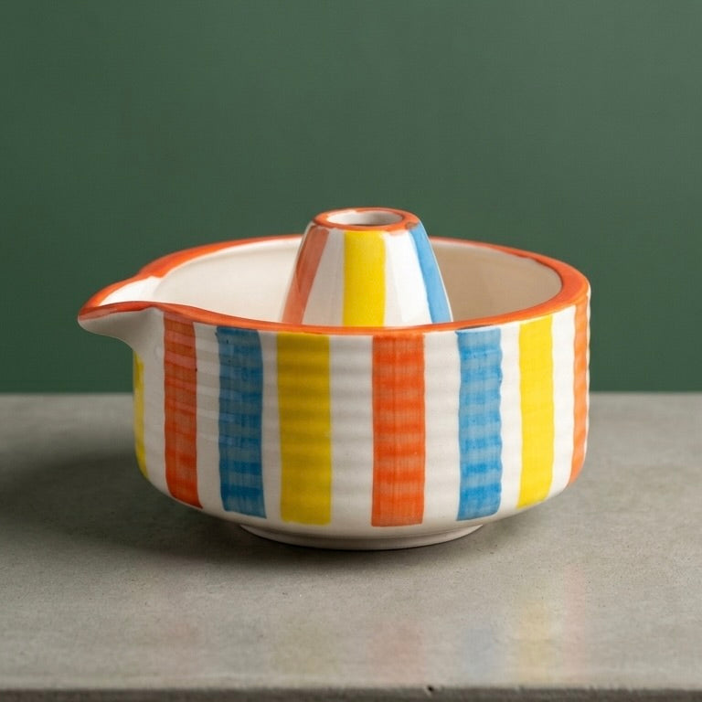 Colourful Stripe Matcha Set | Ceramic Bowl & Whisk Holder
