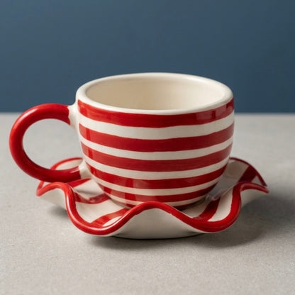 Red Stripe Cup & Saucer Set