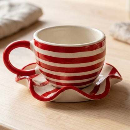 Red Stripe Cup & Saucer Set
