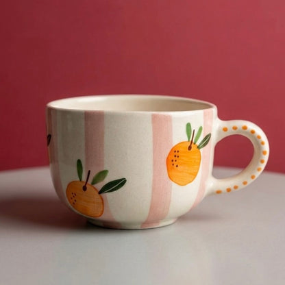 Peach Stripe Ceramic Mug