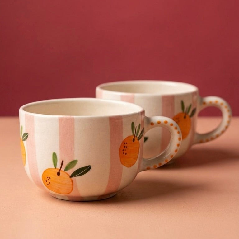 Peach Stripe Ceramic Mug