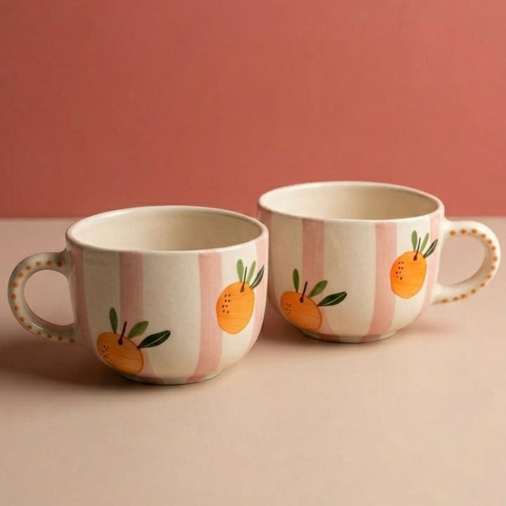 Peach Stripe Ceramic Mug