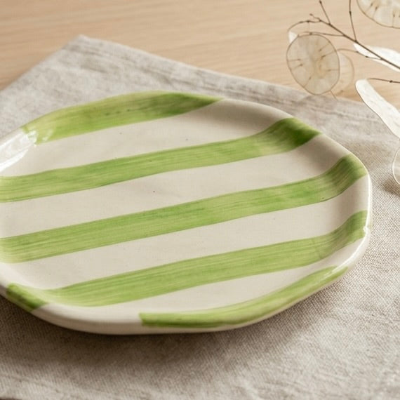 Green Stripe Ceramic Plate