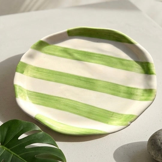 Green Stripe Ceramic Plate
