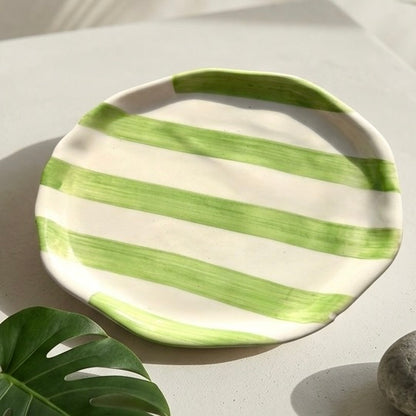 Green Stripe Ceramic Plate