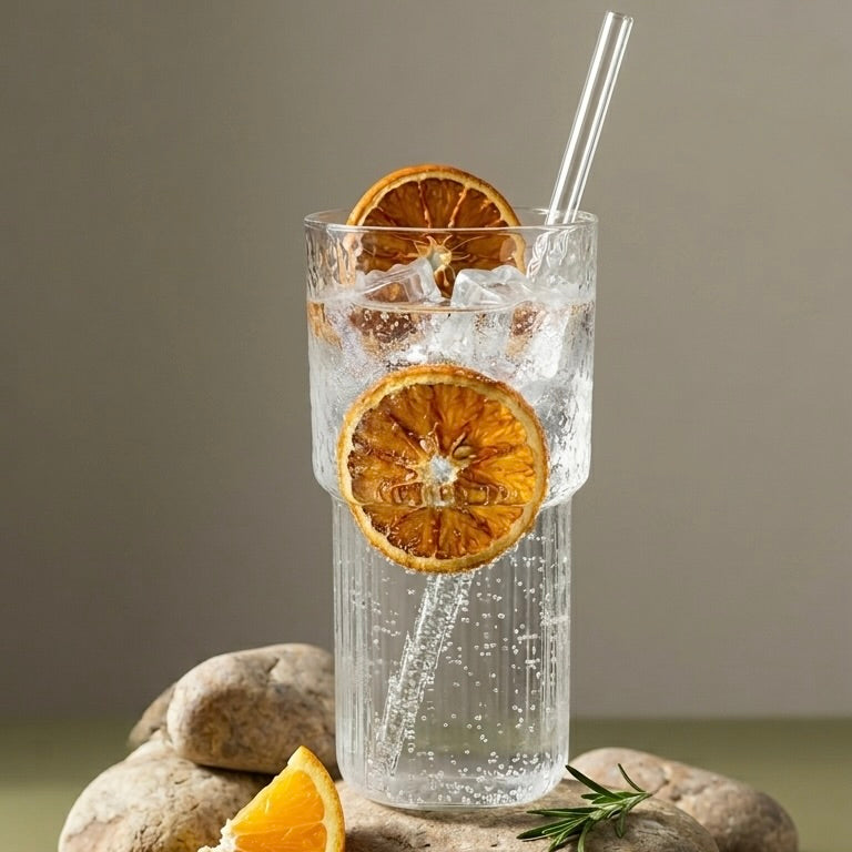 Stack Glass Tumbler with Lid & Straw
