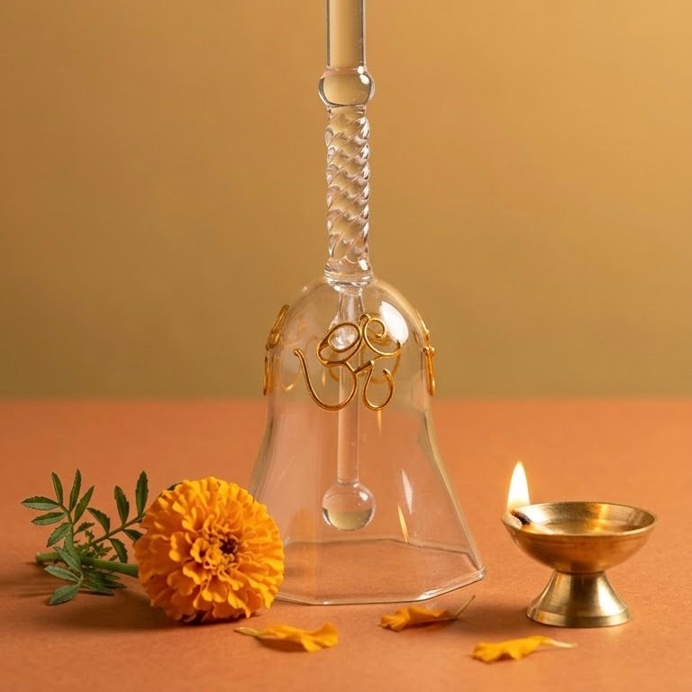 Glass Diwali Pooja Bell - Om Decorative Bell