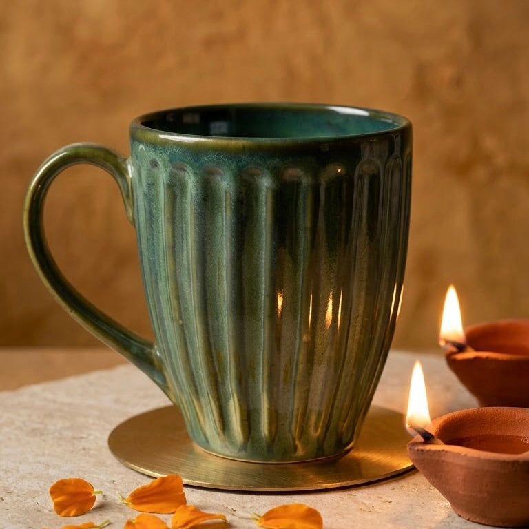 Green Classy Textured Mug - Diwali Gift