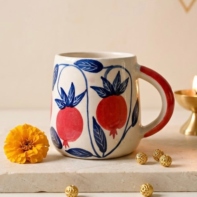 Handmade Pomegranate Ceramic Mug - Diwali Gift