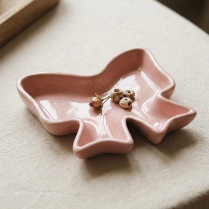 Pink Bow Ceramic Trinket Tray