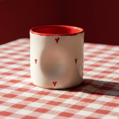 Hearts Pinched Tumbler - Cute Ceramic Glass